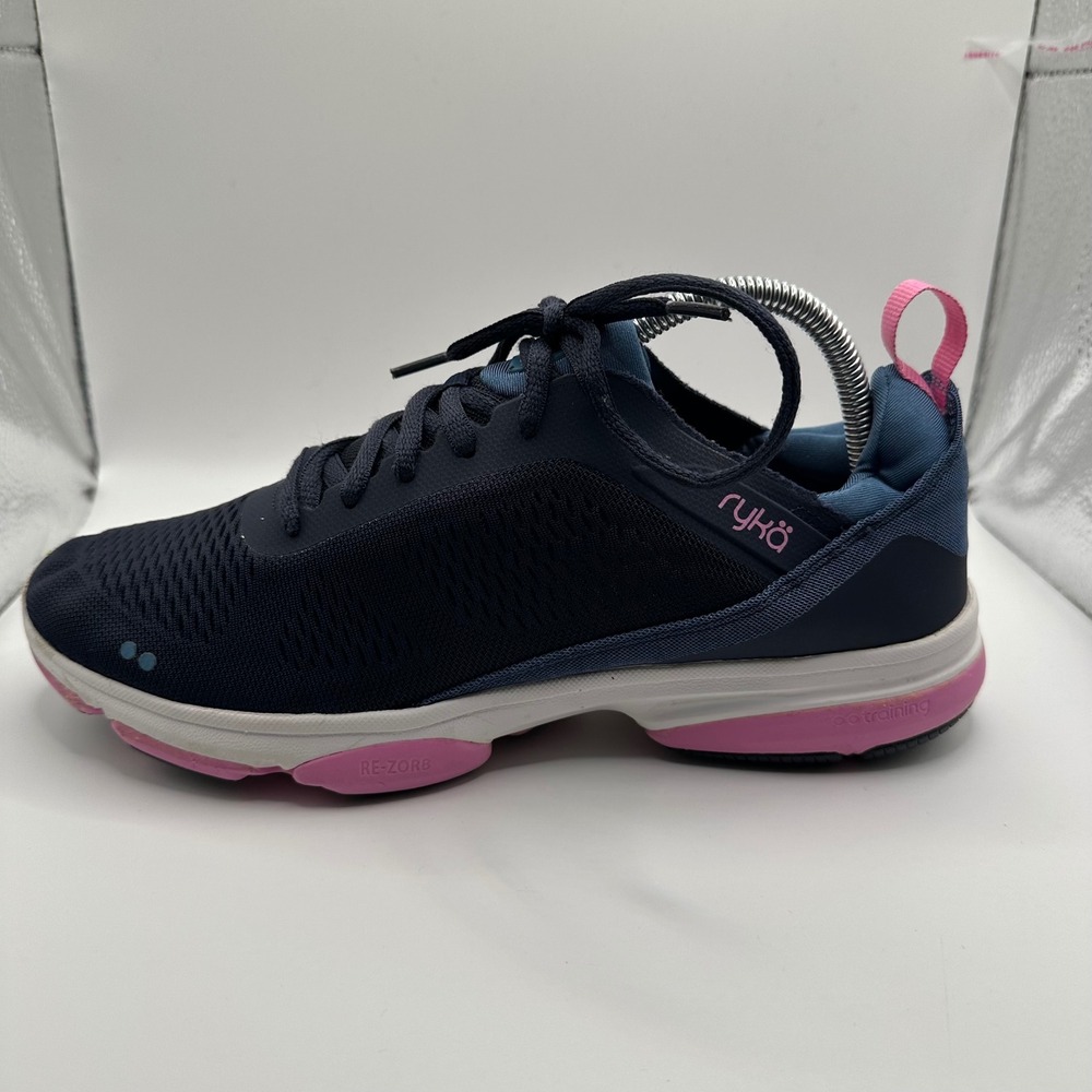 Ryka Devotion XT2 Training Shoes Womens 10 Navy Pink Good Re-Zorb Mesh Sneakers